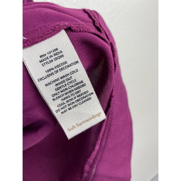 Soft Surroundings Floral embroidered Top Womens size Medium Purple Boho Vacation - Picture 6 of 12